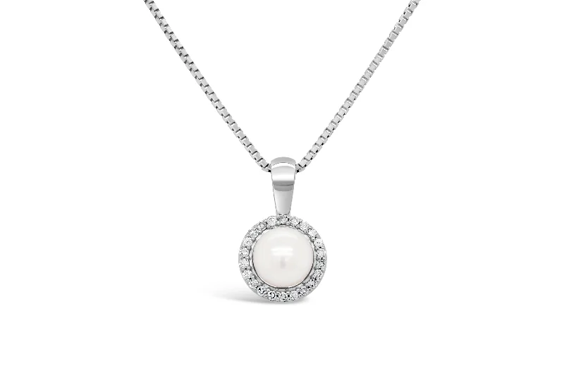 minimalist infinity ring .10CT Diamond & Pearl Pendant