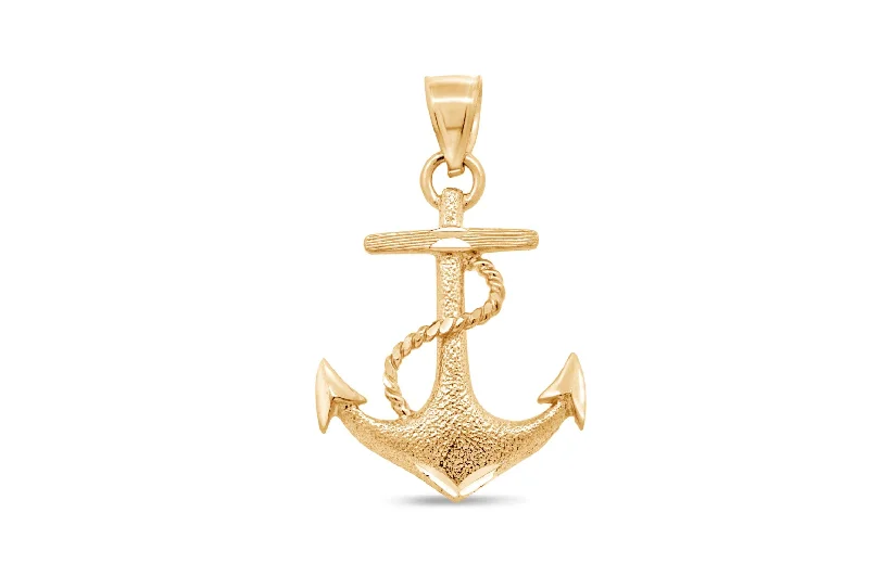 unique diamond stud earrings 10kt Yellow Gold Anchor Pendant