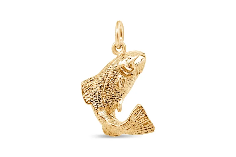 boho pearl charm bracelet 10kt Yellow Gold Small Fish Pendant