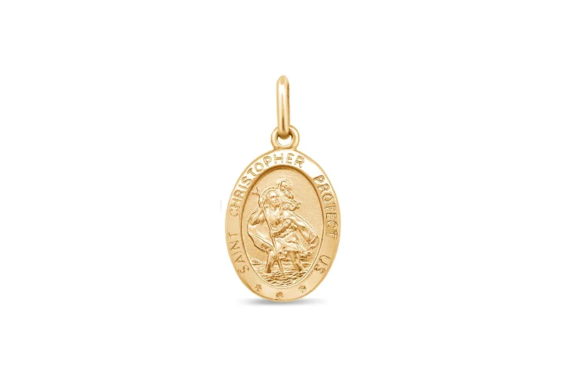 cubic zirconia eternity necklace 10kt Yellow Gold St. Christopher Pendant