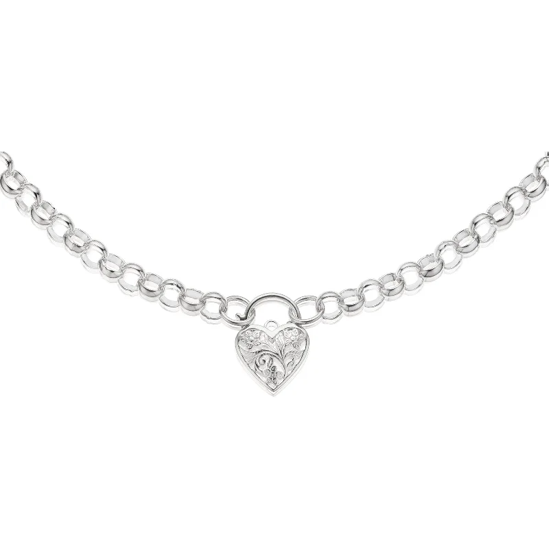 vintage sapphire engagement ring Sterling Silver 45cm Belcher Heart Necklace