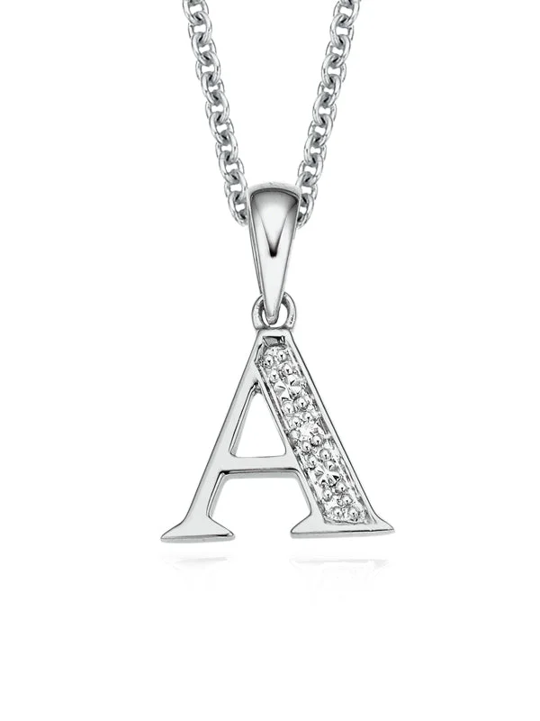personalized zodiac birthstone necklace Sterling Silver Diamond Set Initial Pendant