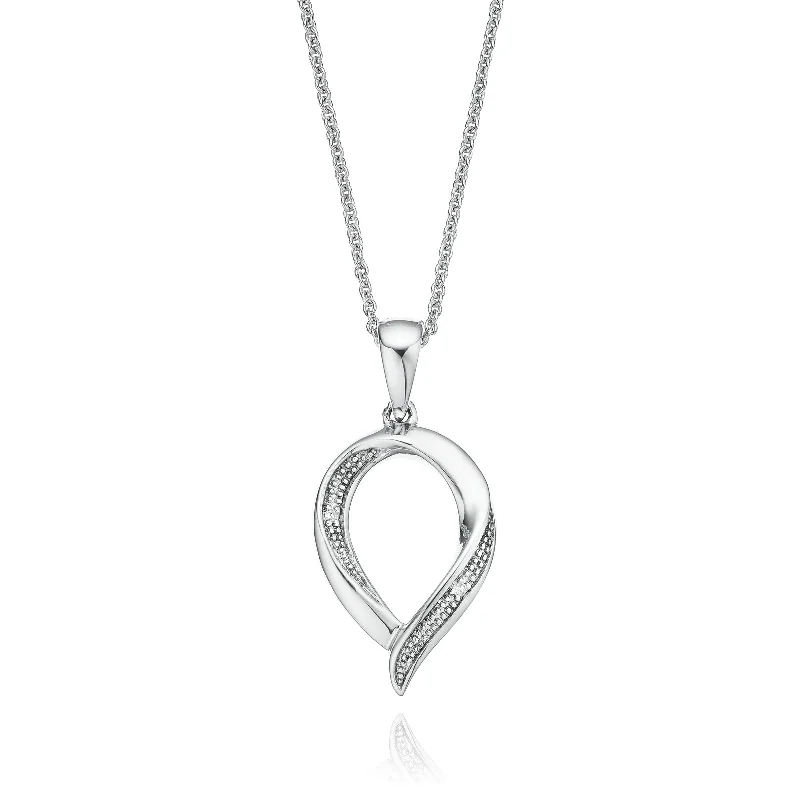 minimalist birthstone bangle Sterling Silver Diamond Set Drop Pendant