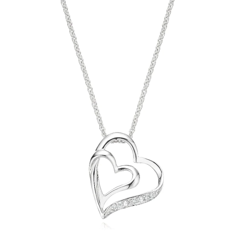 bold chunky cocktail ring Sterling Silver Diamond Set Heart Pendant