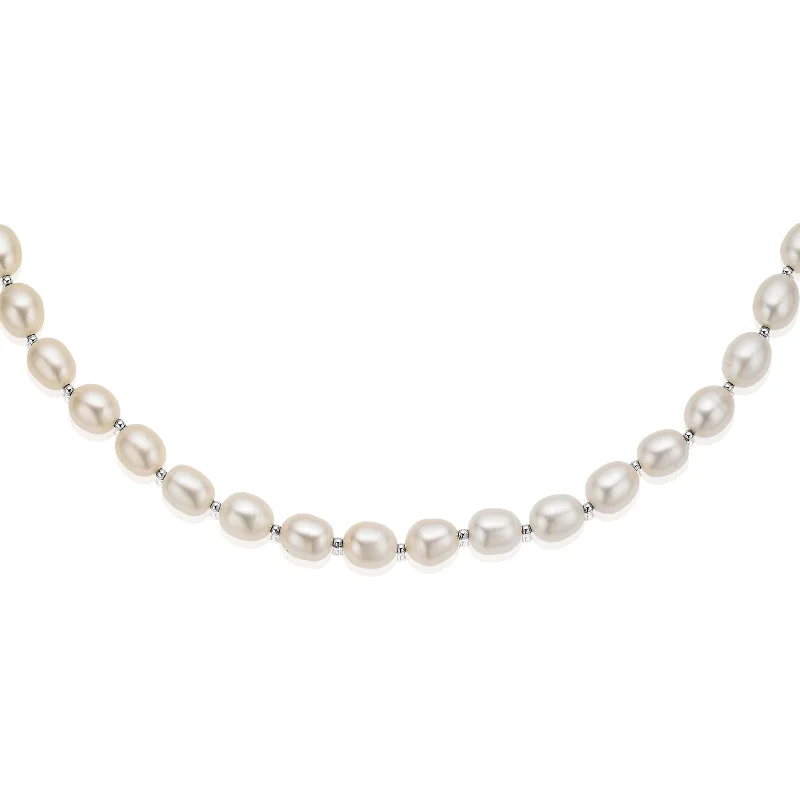 modern geometric drop earrings Sterling Silver 8-9mm Freshwater Pearl Necklace
