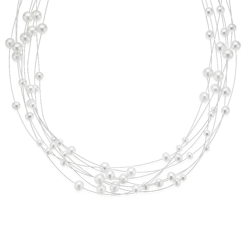 elegant art deco necklace Sterling Silver Freshwater Pearl Necklace