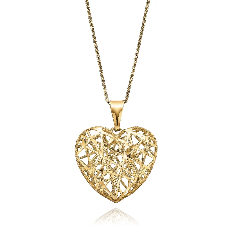 gold initial bracelet personalized 9ct Yellow Gold Heart Pendant