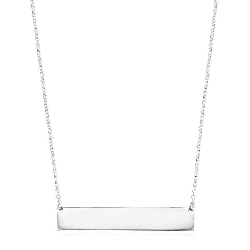 personalized couple’s bracelet engraved Sterling Silver 45cm ID Bar Necklace