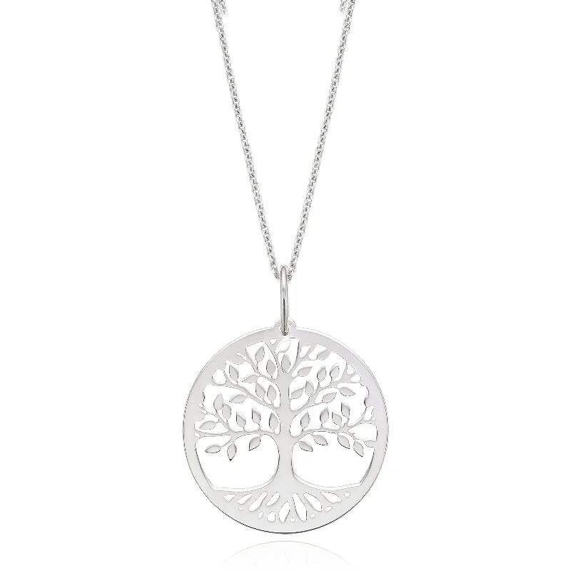 round-cut blue sapphire earrings Sterling Silver Tree of Life Disc Pendant