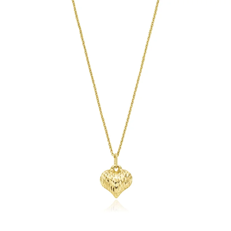 real opal engagement ring 9ct Yellow Gold Diamond Cut Heart Pendant
