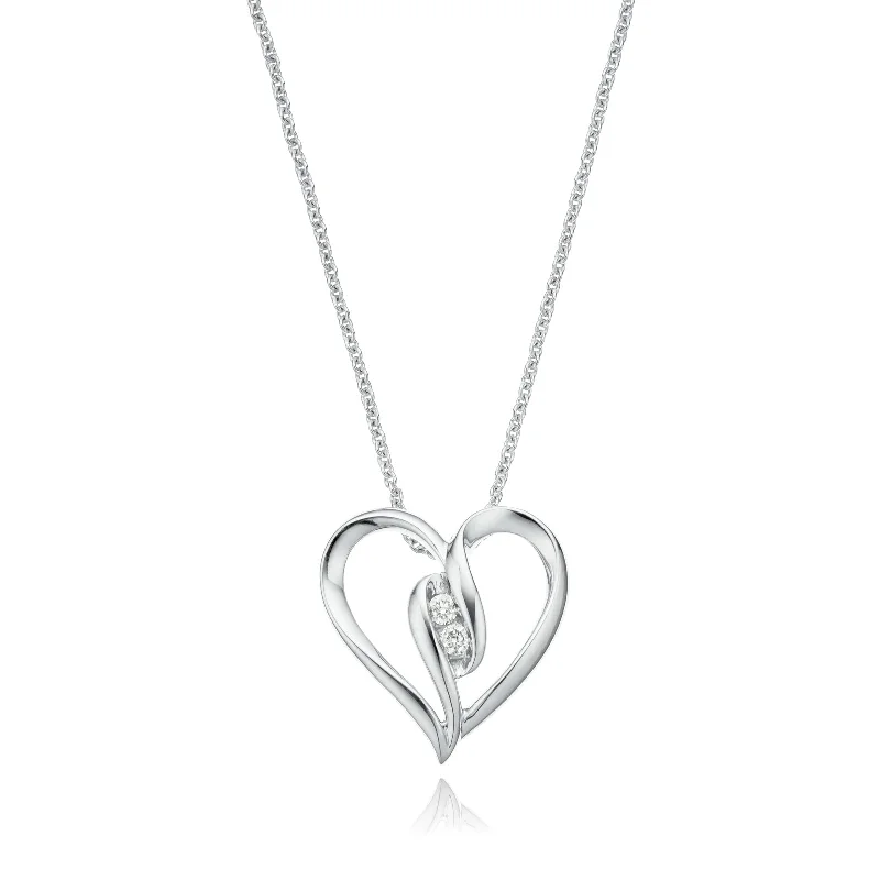 handmade braided hemp bracelet Sterling Silver Diamond Set Heart Pendant