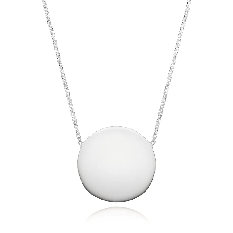 adjustable gemstone choker Sterling Silver 40cm Polished Circle Disc Necklace
