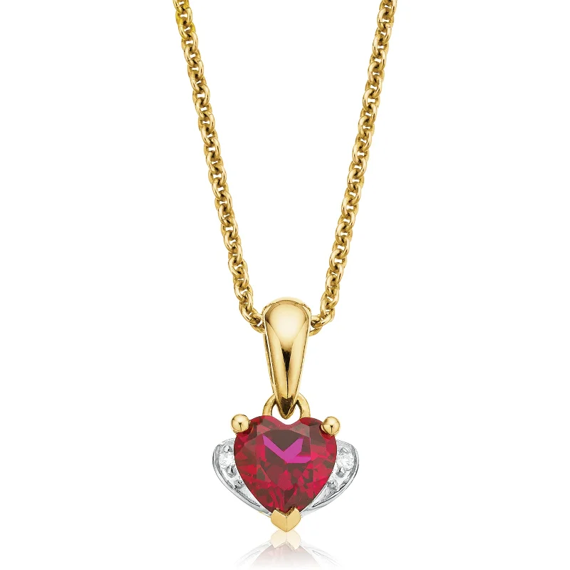 sterling silver infinity bracelet 9ct Two Tone Gold Heart & Round Brilliant Cut Created Ruby & Diamond Set Pendant