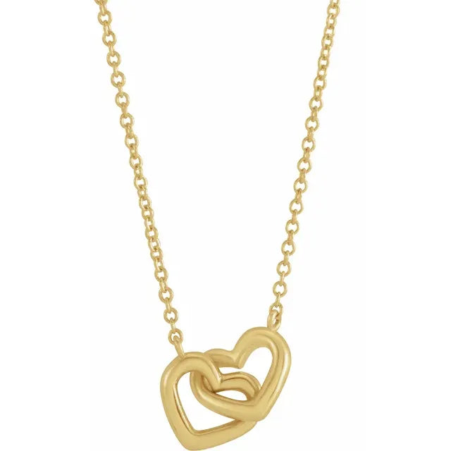 custom engraved wedding band 14 Karat Yellow Gold Interlocking Heart Pendant