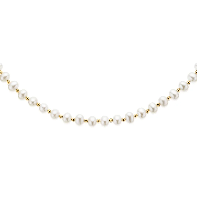 personalized initial ring stackable 9ct Two Tone Gold 6-6.5mm Freshwater Pearl Necklace
