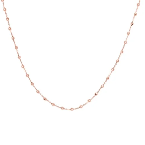 14K Rose Gold Diamond Cut Bead Station Choker