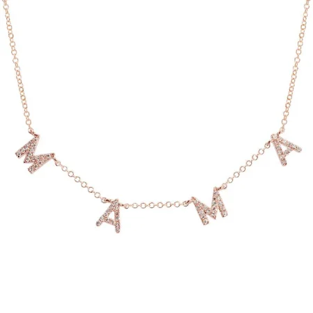 14K Rose Gold Diamond "Mama" Necklace