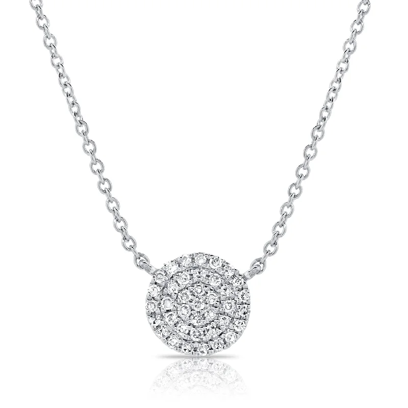 14K White Gold Diamond Disc Medium Necklace