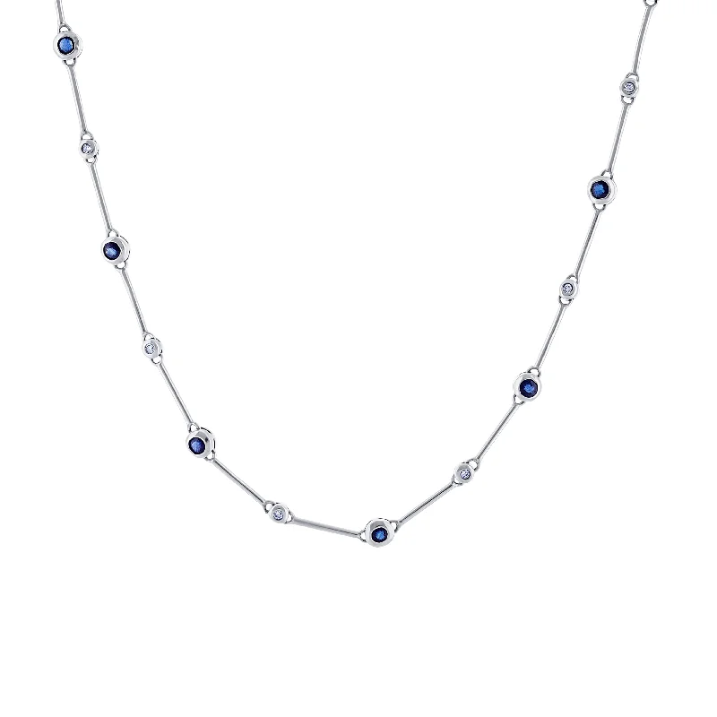 handmade gemstone anklet boho 14K White Gold Station/Bar Necklace