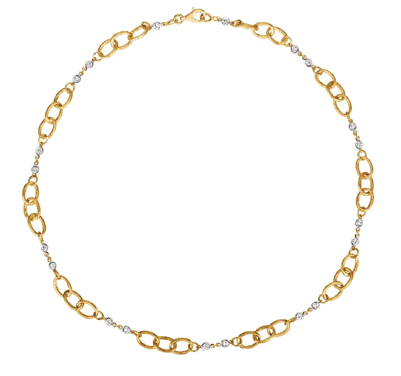 14K White & Yellow Gold Diamond Link Necklace