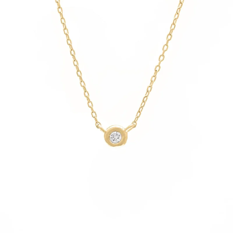 14K Yellow Gold Diamond Bezel Necklace