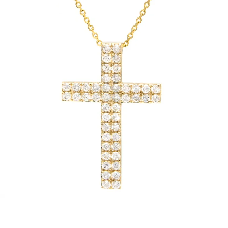 14K Yellow Gold Diamond Cross Necklace