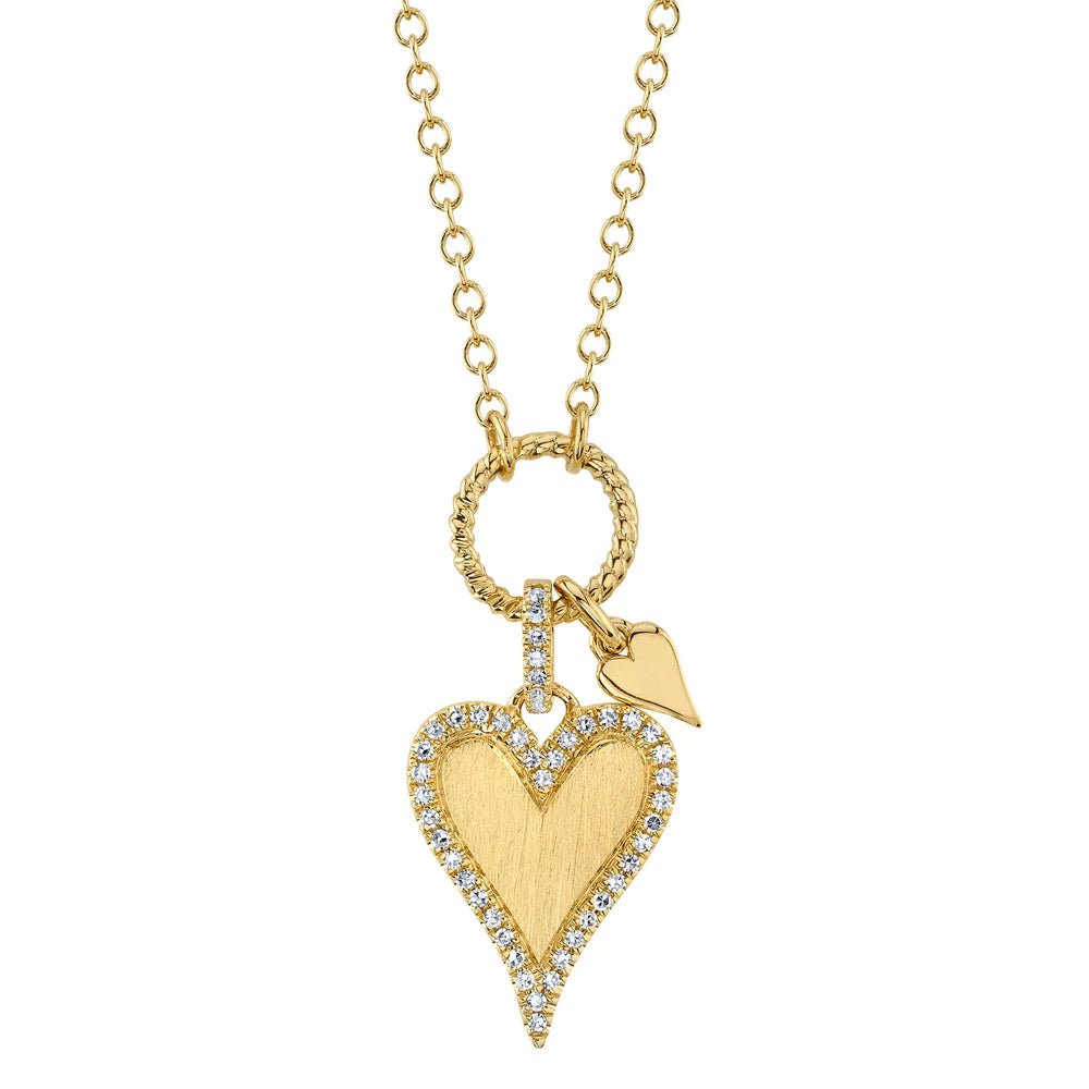 14K Yellow Gold Diamond Heart Necklace