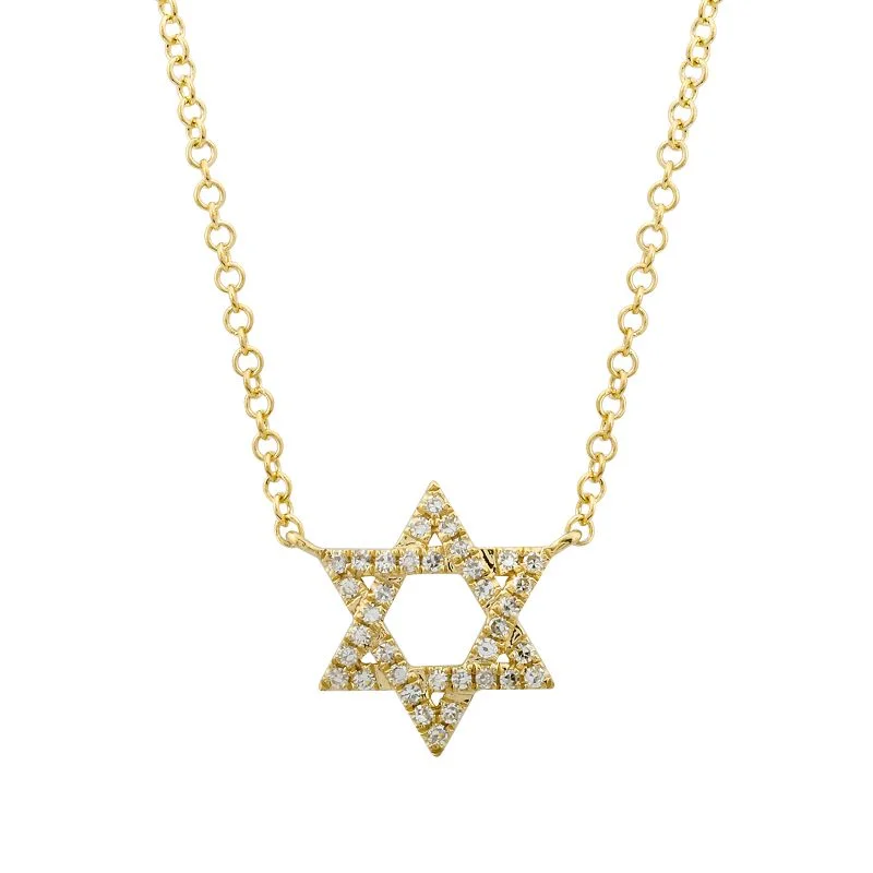 14K Yellow Gold Diamond Star of David Necklace