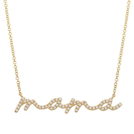 14k Yellow Gold Mama Diamond Necklace