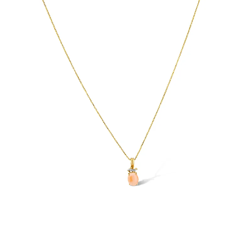 personalized coordinates ring custom 14K Yellow Gold Oval Coral Necklace