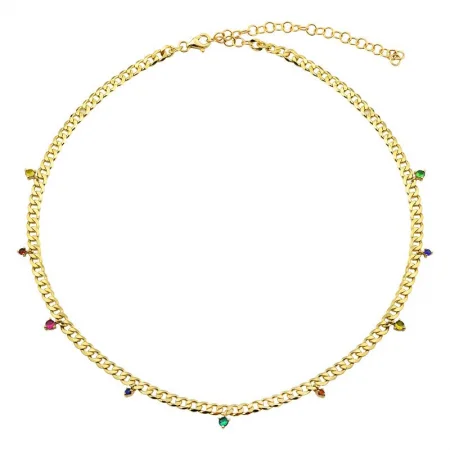 14k Yellow Gold Rainbow Cuban Link Chain Necklace