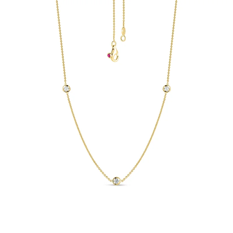 emerald cut diamond earrings 18K Gold Diamonds By The Inch 3 Station Necklace