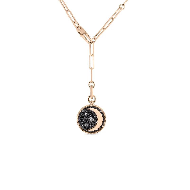 wide gold cuff bracelet 18K Rose Gold Venetian Princess Black & White Diamond Half Moon Medallion Necklace