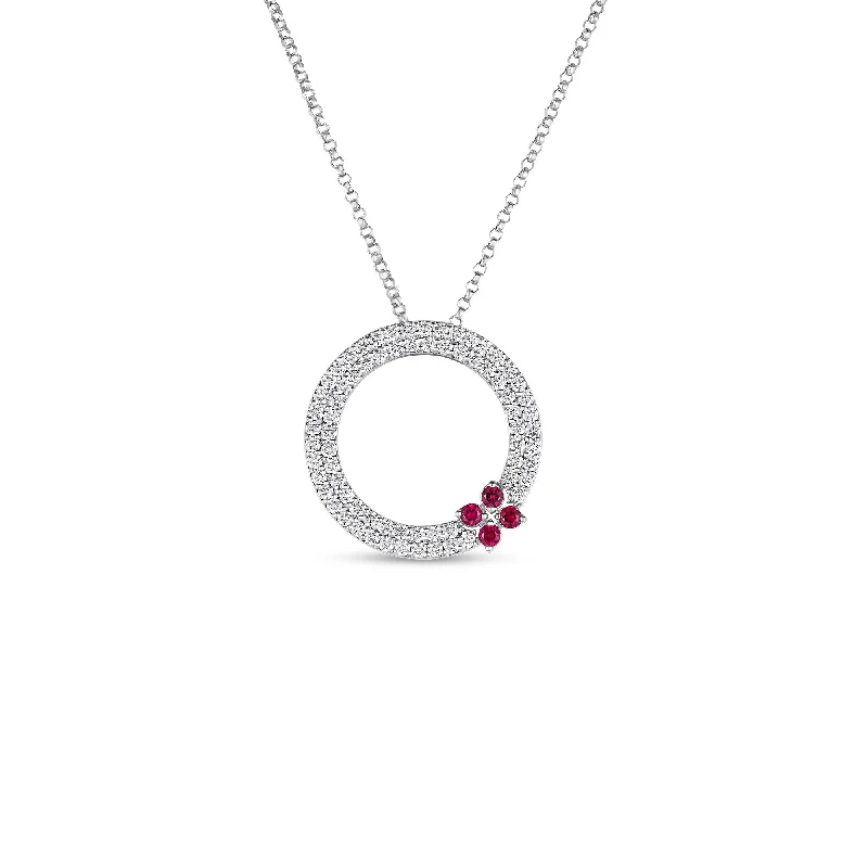 silver Celtic knot necklace 18K White Gold Love In Verona Diamond And Ruby Circle Necklace