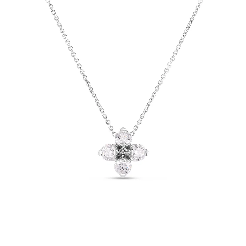 celestial zodiac sign necklace 18K White Gold Love In Verona Diamond Flower Necklace