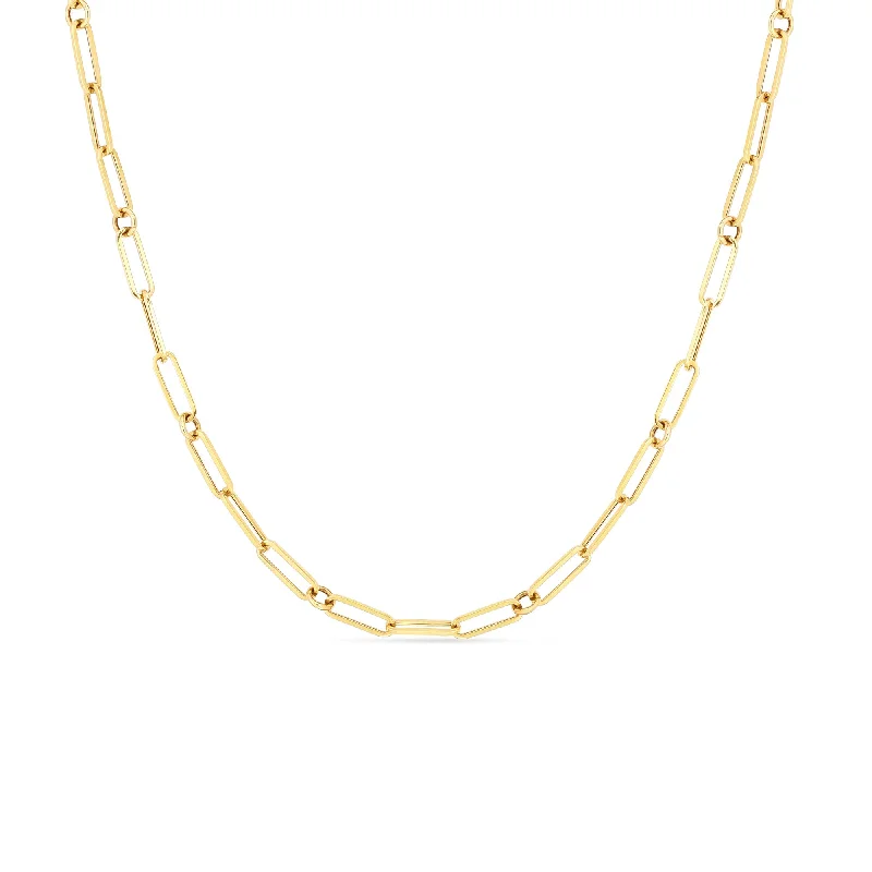 yellow sapphire engagement ring 18K Yellow Designer Gold Paperclip & Round Link 34 Inch Chain