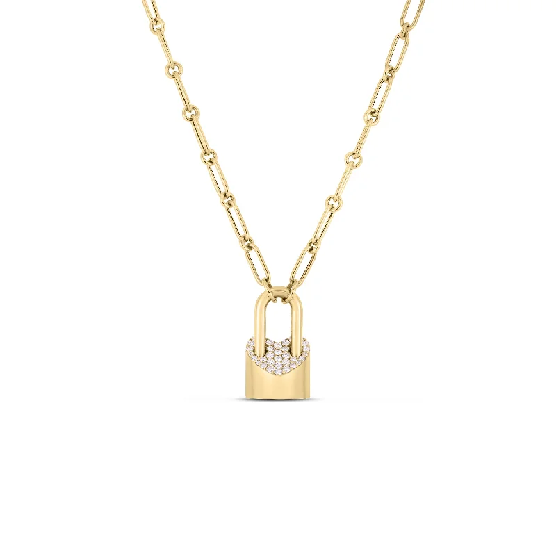 ethical lab-grown diamond ring 18K Yellow Gold Cialoma Diamond Heart Lock Necklace