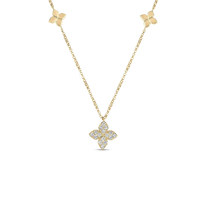 gothic claw ring men’s silver 18K Yellow Gold Love By The Inch Diamond & Polished Flower Station Necklace