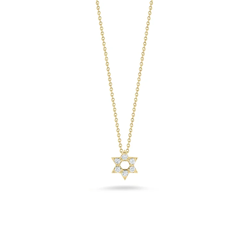 black diamond stud earrings 18K Yellow Gold Tiny Treasures Diamond Star Of David Necklace