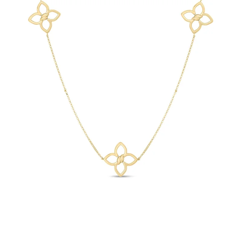 oval blue sapphire ring 18K Yellow/White Gold Cialoma Diamond Flower Station Long Necklace