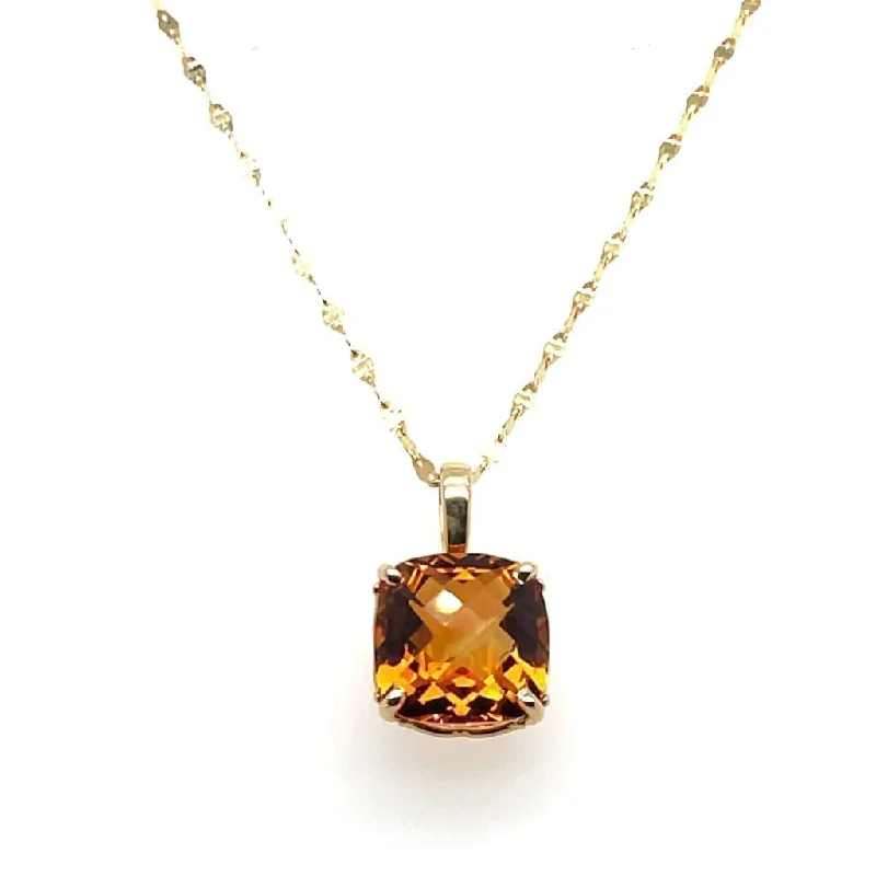 2.37 cat Top Quality Citrine set 14k Yellow Pendant Regard Jewelry Austin, Texas