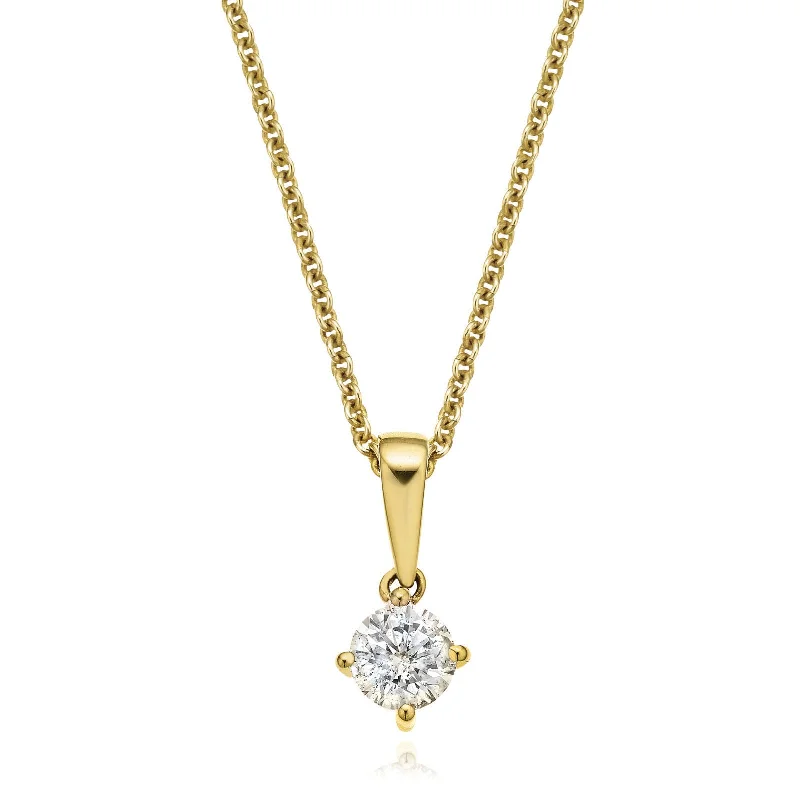 small diamond nose stud Solitaire 9ct Yellow Gold Round Brilliant Cut with 1/4 CARAT of Diamond Pendant