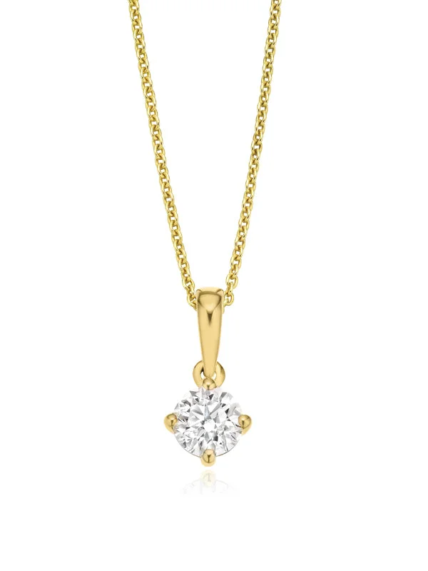 waterproof beach anklet stainless steel Solitaire 9ct Yellow Gold Round Brilliant Cut with 1/2 CARAT of  Diamond Pendant