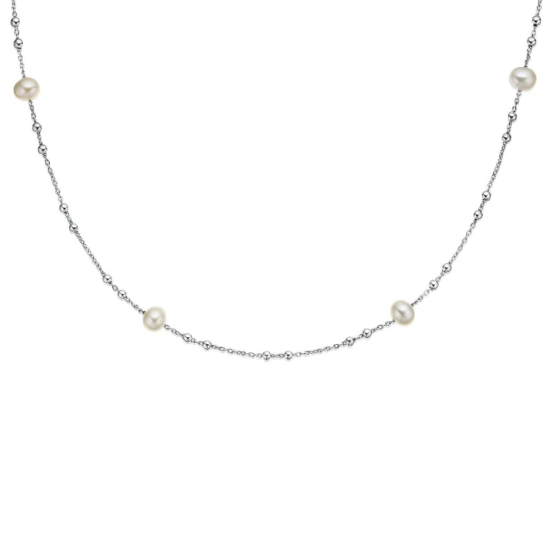 black and gold wedding band Sterling Silver Freshwater Pearl Necklace