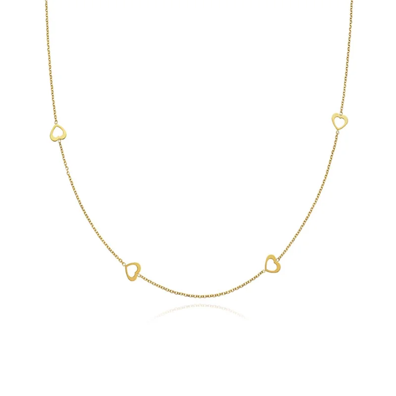 men’s hammered titanium ring 9ct Yellow Gold 40-45cm Adjustable Heart Station Necklace men’s hammered titanium ring 9ct Yellow Gold 40-45cm Adjustable Heart Station Necklace
