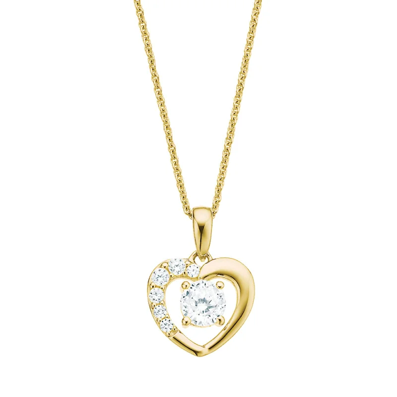 small diamond cross pendant HUSH 9ct Yellow Gold Round Brilliant Cut with 0.60 CARAT tw of Diamond Simulants Pendant