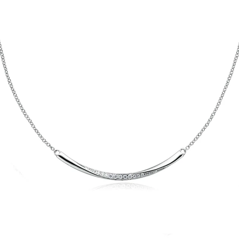 dainty gold anchor bracelet Sterling Silver 45cm Cubic Zirconia Bar Necklace