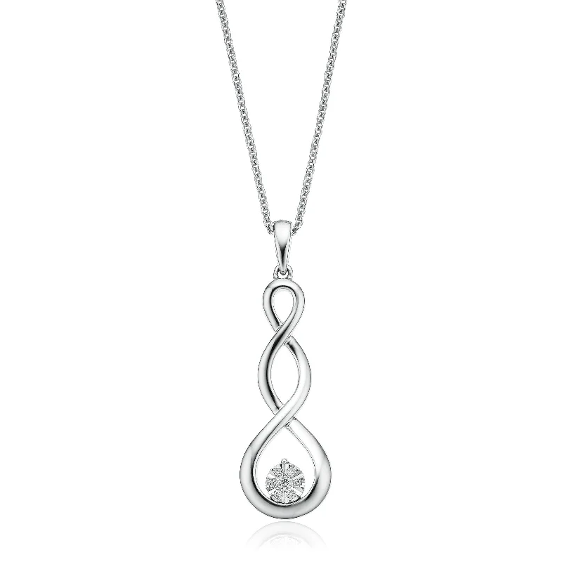 dainty ruby stacking rings Sterling Silver with Diamond Set Infinity Drop Pendant