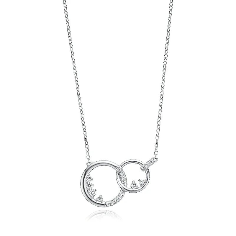 minimalist gold crescent moon necklace Sterling Silver Round 45cm Cubic Zirconia Interlocking Circle Necklace