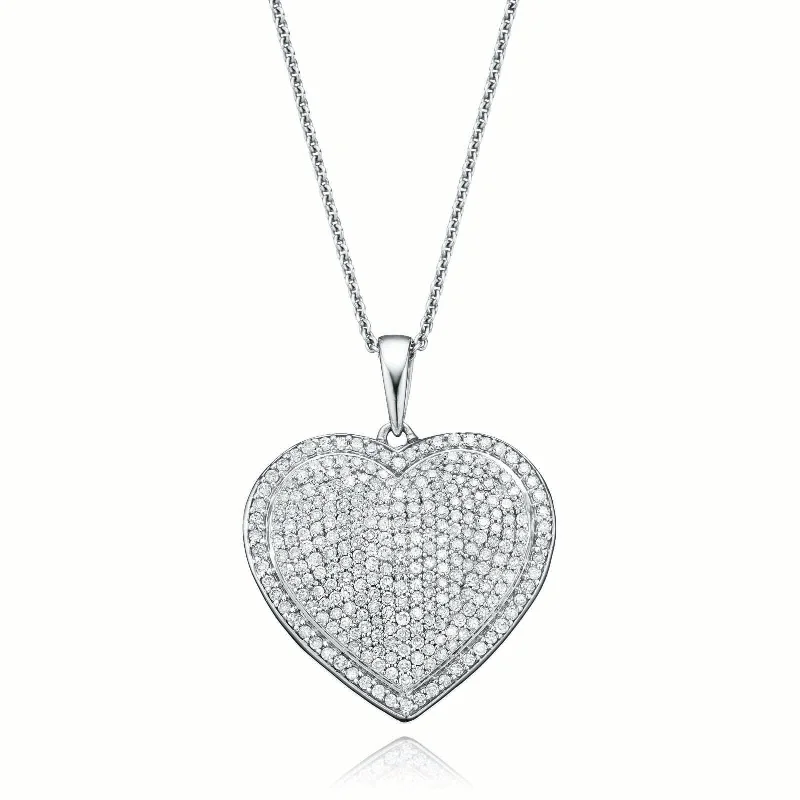 silver lotus flower earrings Sterling Silver Round Brilliant Cut with 1 CARAT tw of Diamond Pendant